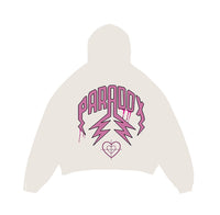 "LOVE HURTS" LIGHTNING ARC LOGO PULL-OVER HOODIE (CREAM)