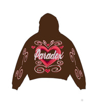 "AIRBRUSHED HEARTS" LIGHTNING ARC LOGO PULL-OVER HOODIE (BROWN)