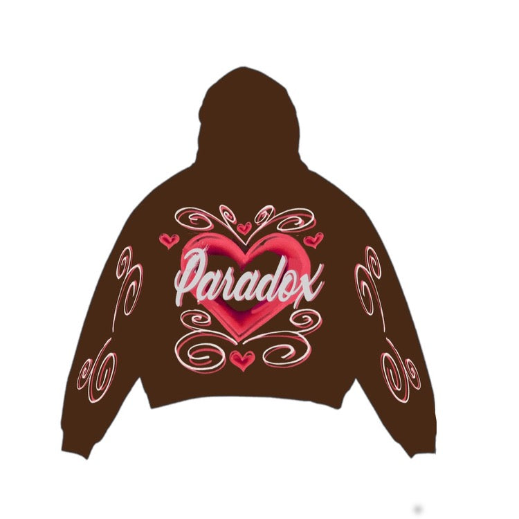 "AIRBRUSHED HEARTS" LIGHTNING ARC LOGO PULL-OVER HOODIE (BROWN)