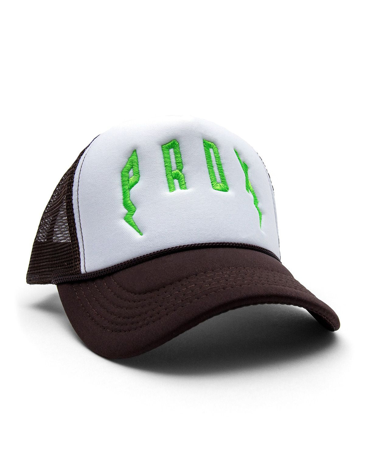 PRDX Trucker Hat (Brown/White/Neon Green)