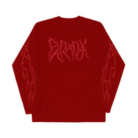 "Lightning Strike" Long Sleeve Tee (Burgundy Red/Scarlet)