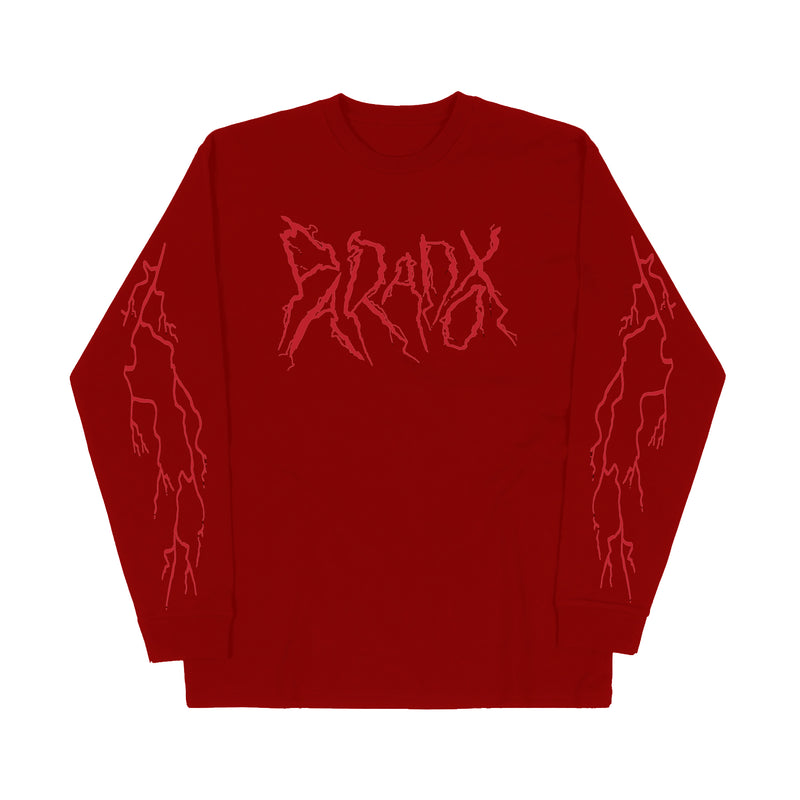 "Lightning Strike" Long Sleeve Tee (Burgundy Red/Scarlet)