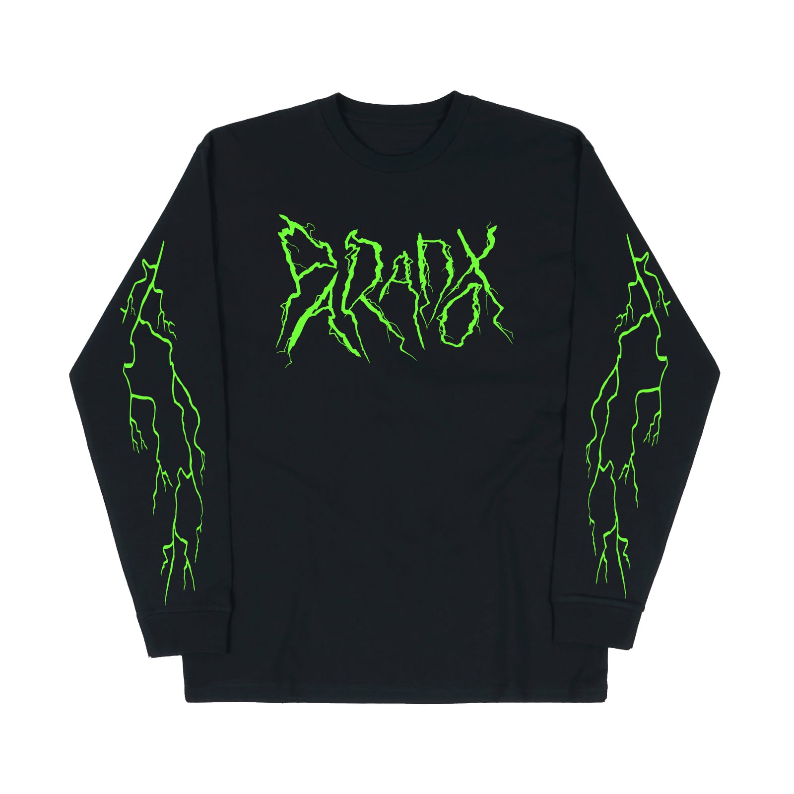 "Lightning Strike" Long Sleeve Tee (Black/Neon Green)