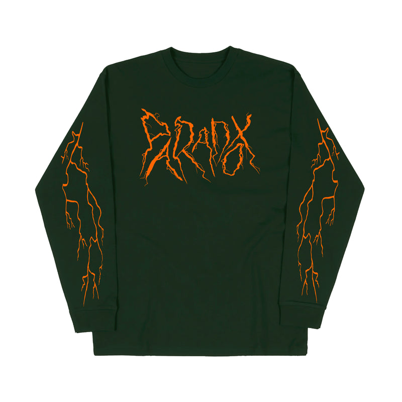 "Lightning Strike" Long Sleeve Tee (Olive Green/Orange)