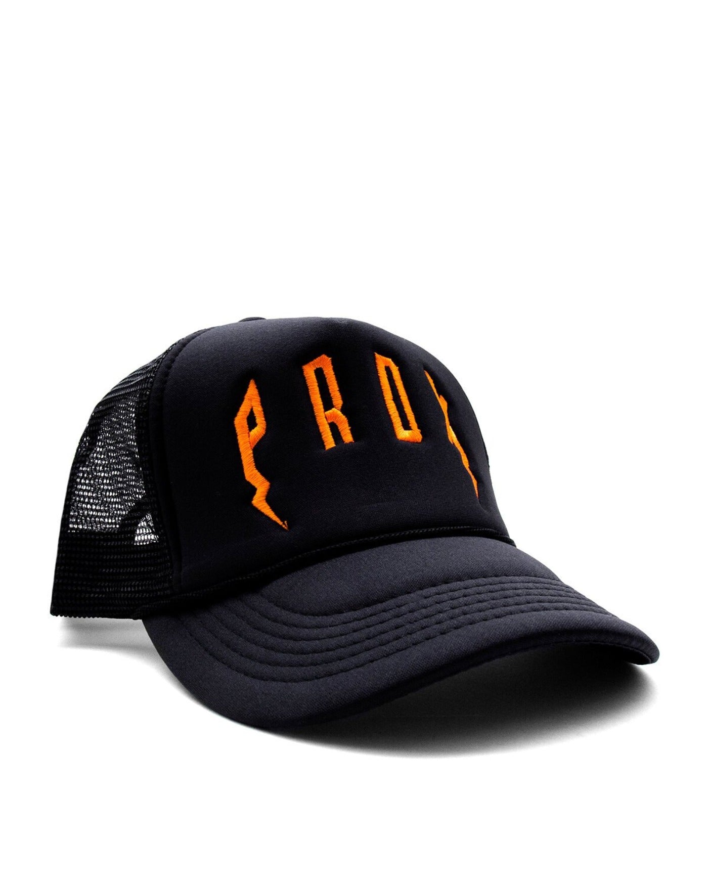 PRDX TRUCKER HAT (BLACK/BLACK/ORANGE)