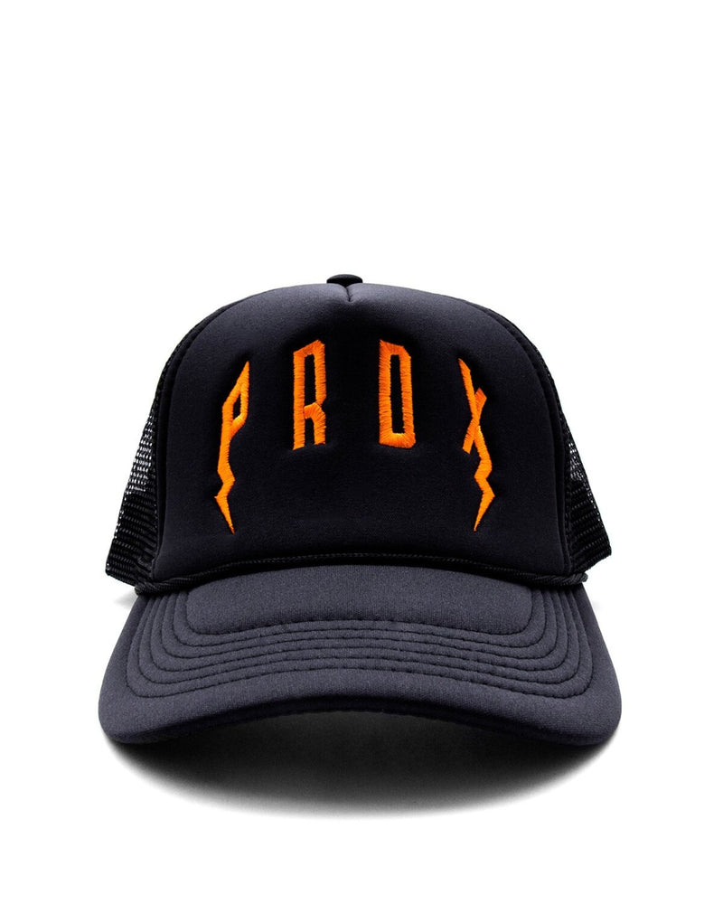 PRDX TRUCKER HAT (BLACK/BLACK/ORANGE)