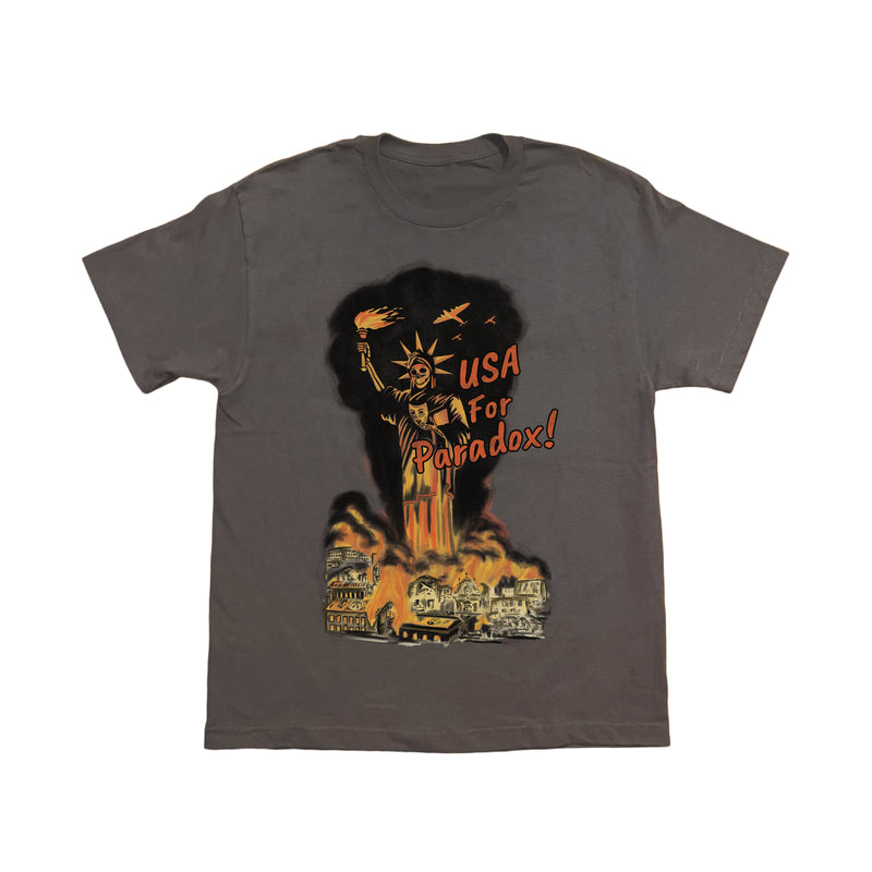 "U.S.A. FOR PARADOX!" LIGHTNING ARC LOGO TEE (CHARCOAL)