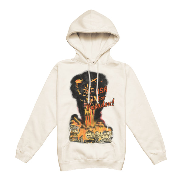 "U.S.A. FOR PARADOX!" LIGHTNING ARC LOGO HOODIE (CREAM)