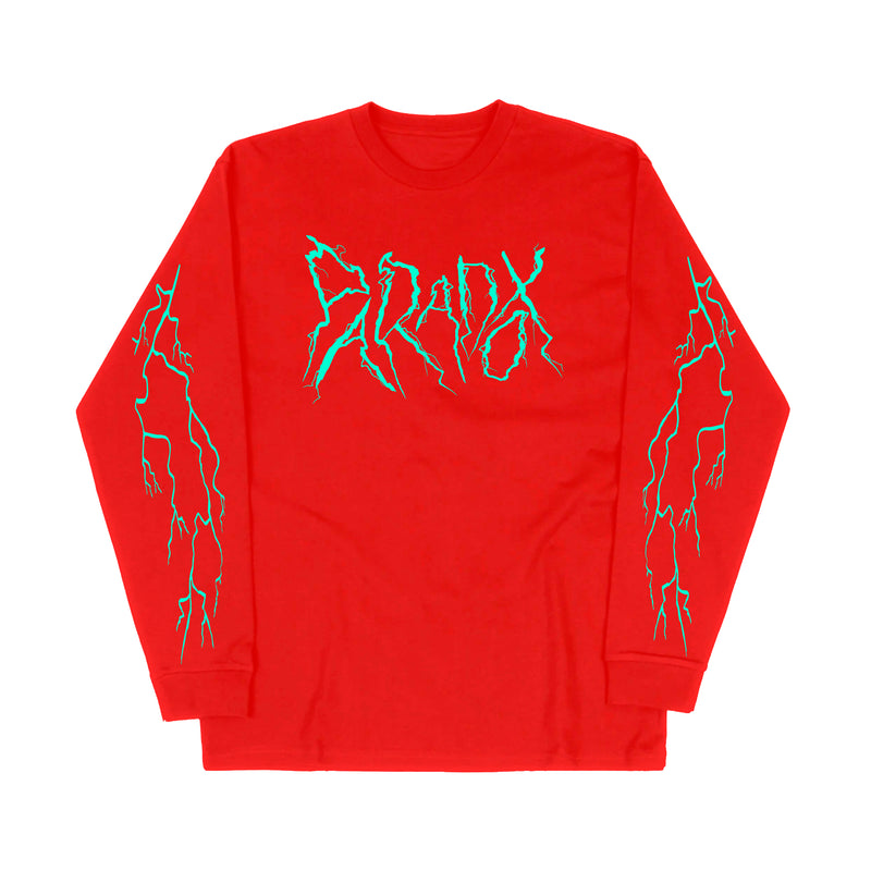 "Lightning Strike" Long Sleeve Tee (Red/Teal)