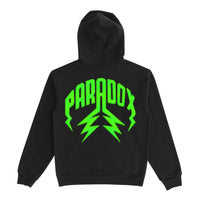 TWILL LIGHTNING ARC LOGO PULL-OVER HOODIE (BLACK/GREEN)