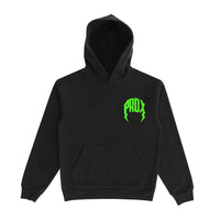 TWILL LIGHTNING ARC LOGO PULL-OVER HOODIE (BLACK/GREEN)