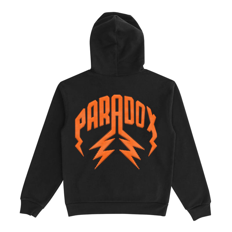 TWILLED LIGHTNING ARC LOGO PULL-OVER HOODIE (BLACK/ORANGE)