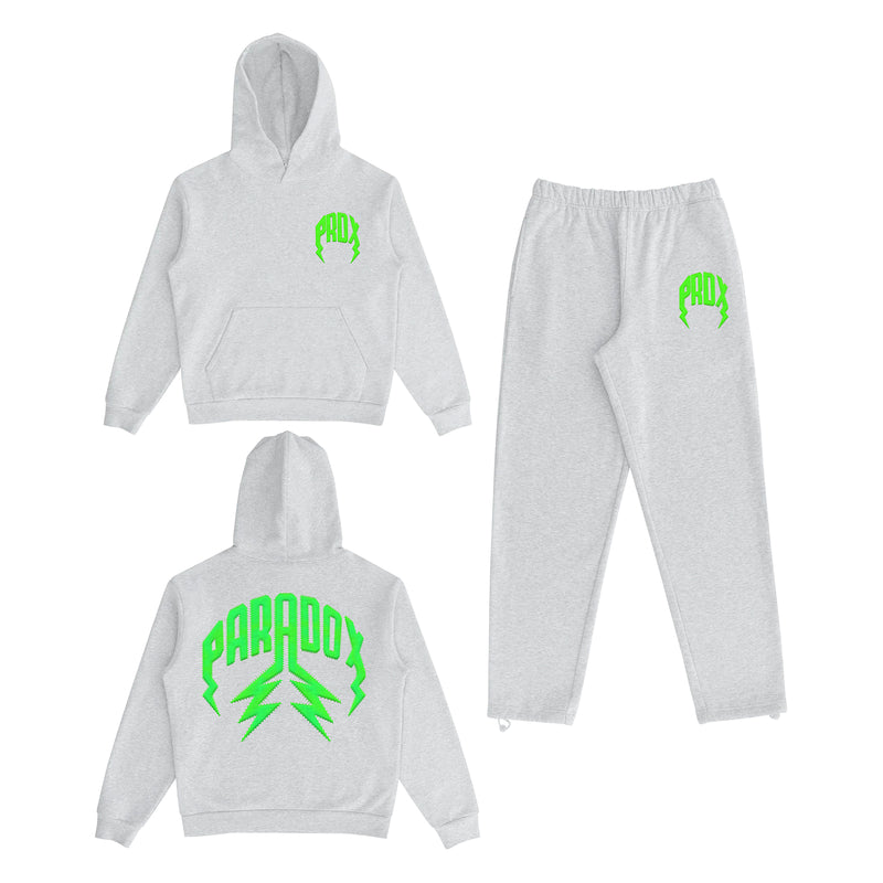 Lightning arc logo sweatsuit (GREY/GREEN)