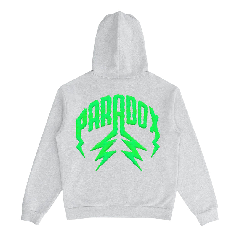 TWILLED LIGHTNING ARC LOGO PULL-OVER HOODIE (GREY/GREEN)