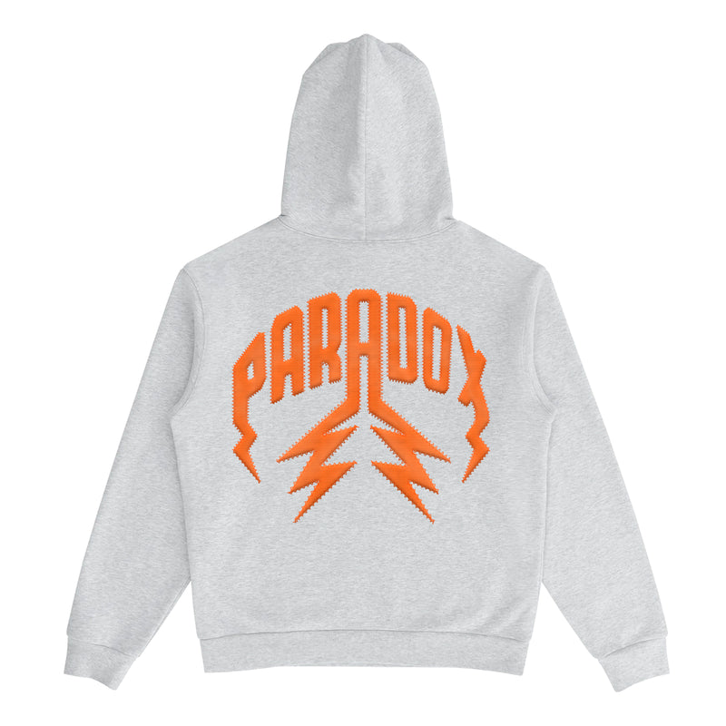 TWILLED LIGHTNING ARC LOGO PULL-OVER HOODIE (GREY/ORANGE)