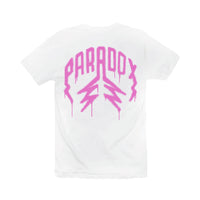 "SPRAY PAINT" LIGHTNING ARC LOGO TEE (WHITE/PINK)