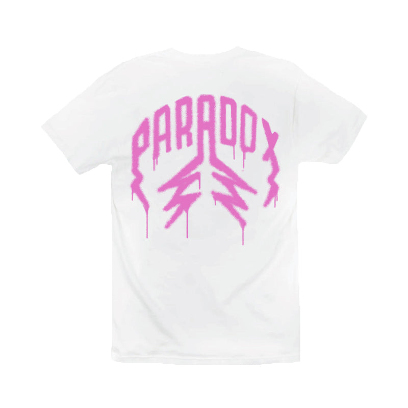 "SPRAY PAINT" LIGHTNING ARC LOGO TEE (WHITE/PINK)