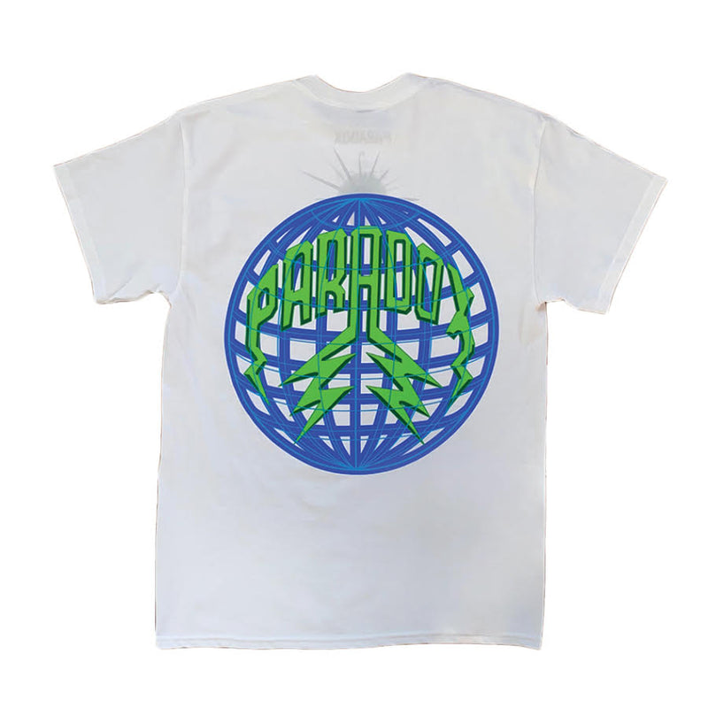 “Globe” Lightning Arc Logo Tee - White