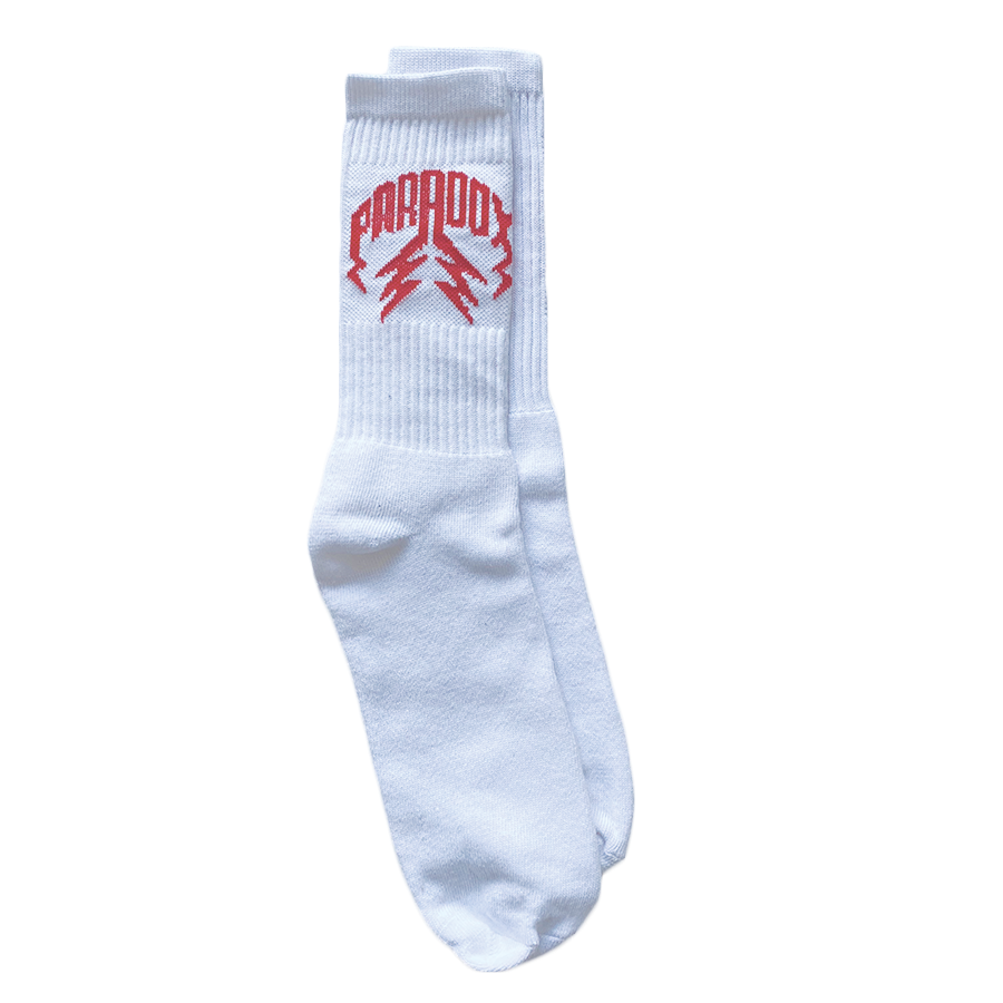 Crew Socks Lightning Arc Logo (2 Pack) - White/Red