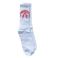 Crew Socks Lightning Arc Logo (2 Pack) - White/Red