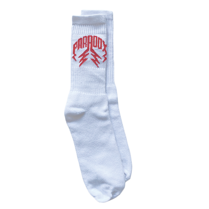 Crew Socks Lightning Arc Logo (2 Pack) - White/Red