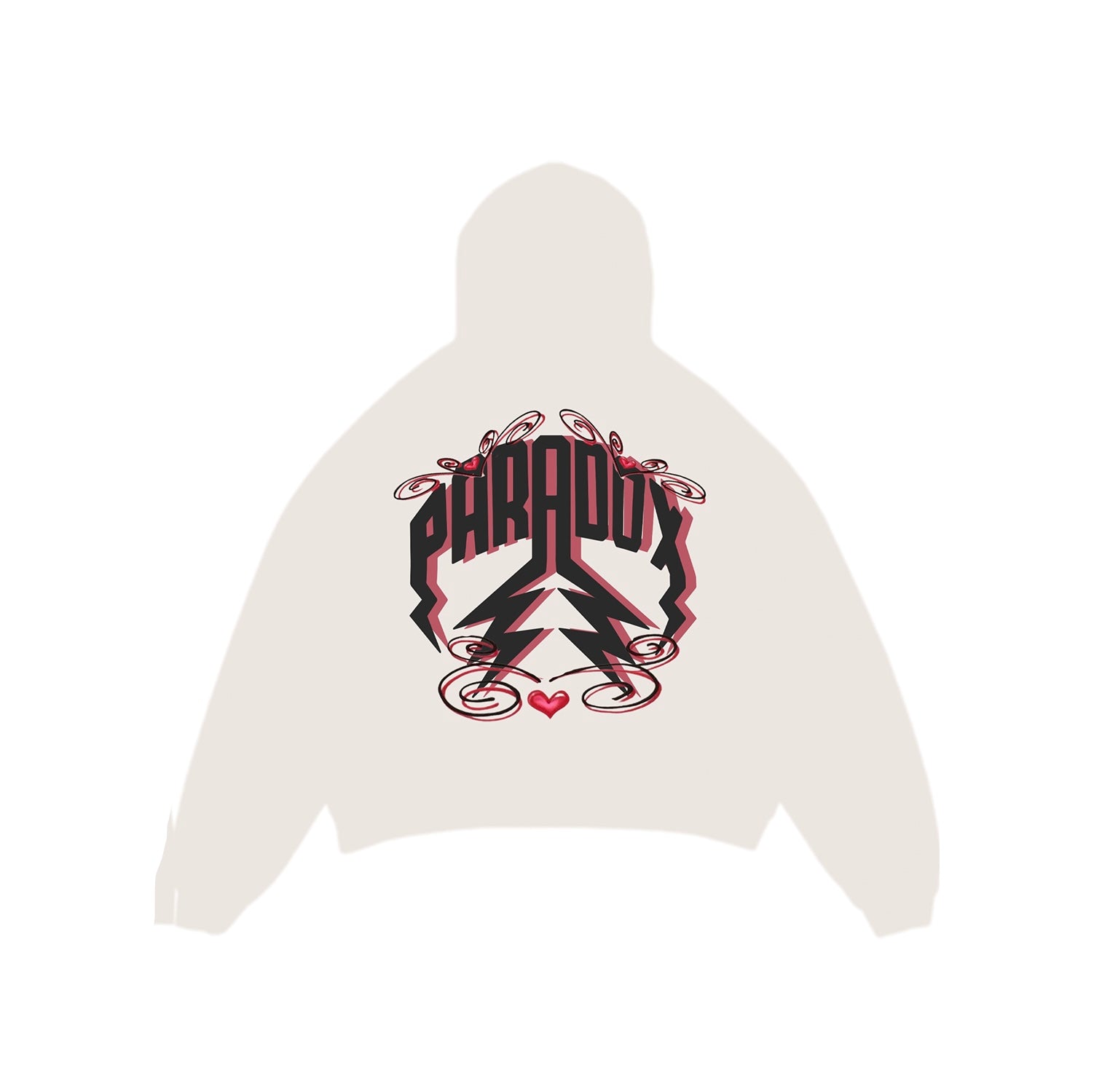 "AIRBRUSHED HEARTS" LIGHTNING ARC LOGO PULL-OVER HOODIE (CREAM)