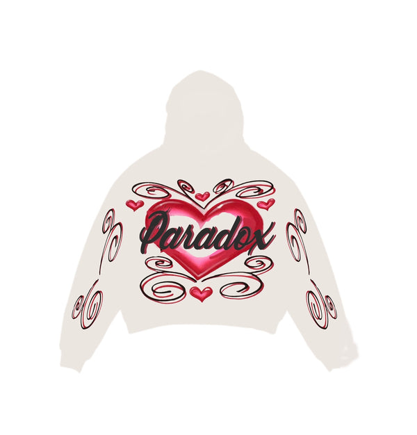 "AIRBRUSHED HEARTS" LIGHTNING ARC LOGO PULL-OVER HOODIE (CREAM)