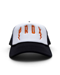 PRDX Trucker Hat (Black/White/Orange)